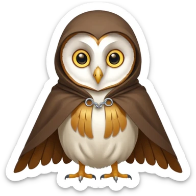 white barn owl in brown cloak sticker