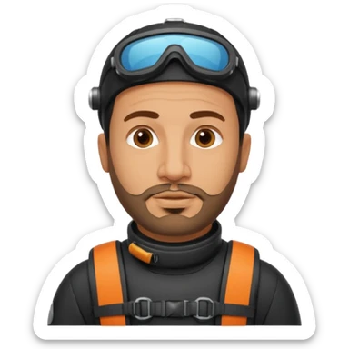 Moroccan Male 38 short beard, slightly overweight, scuba diving sticker