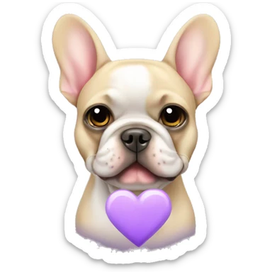 French bulldog tan and lilac with heart  sticker
