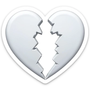 a white heart broken into two pieces sticker