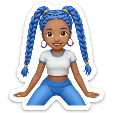 Brown skin Girl with blue and blue braids twerking  sticker