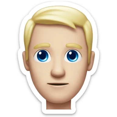 man with pink skin very very bright blue eyes looks old losing hair, hair is blond sticker