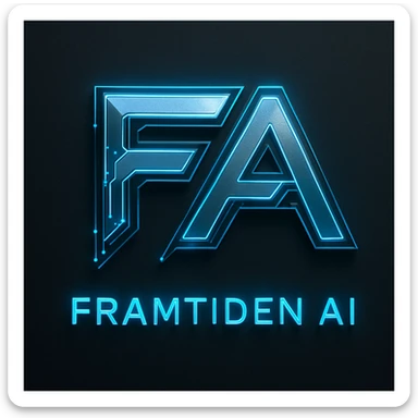 futuristic, cool logo for 'Framtiden AI', stylized F and A letters, digital vibe, modern design sticker