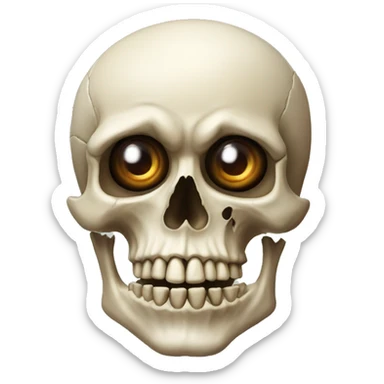 elaborate human skull with eyeballs in its socket sticker