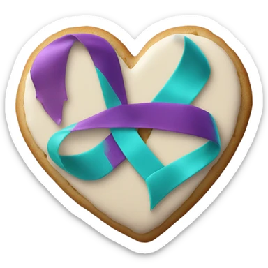 Purple and dteal Suicide awareness ribbon on heart cookie sticker