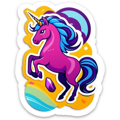 Aquarius unicorn amethyst sticker
