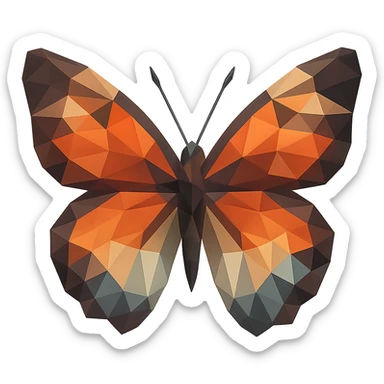 illustration of a butterfly made of geometric shapes in polygonal style sticker