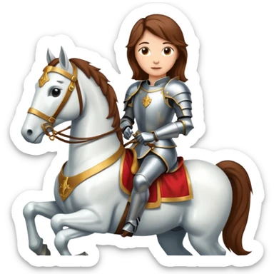 Renaissance princess knight with brown hair on horse sticker