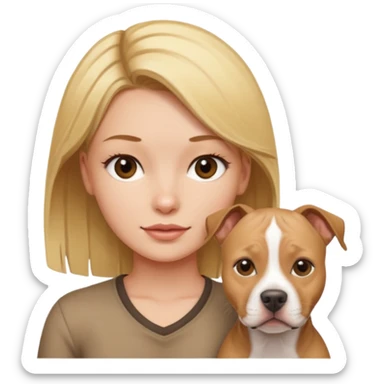 Blonde girl with light brown american staffordshire terrier sticker