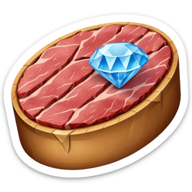 Meat with diamond textur and blue color sticker