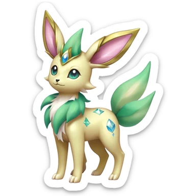 Shiny Cool Sparkly Cute Ethereal Leafeon-Sylveon-Fakemon-hybrid-fusion- full body sticker