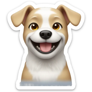 white small dog smiling sticker