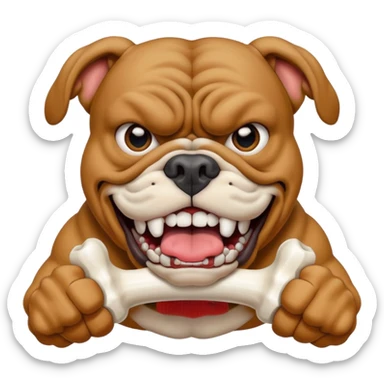Scary Intense Bulldog, Eating Or Breaking a Bone sticker