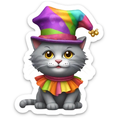 Grey Cat as a jester  sticker