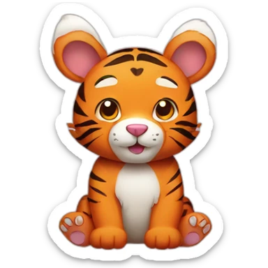 cute tiger bear with bunny ears sticker