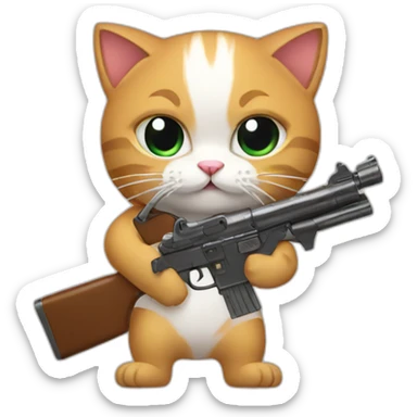 cat with guns sticker