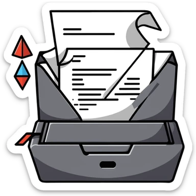 Mayan hieroglyphic style gestures: typing, sending message, receiving message, all with angular geometric shapes sticker