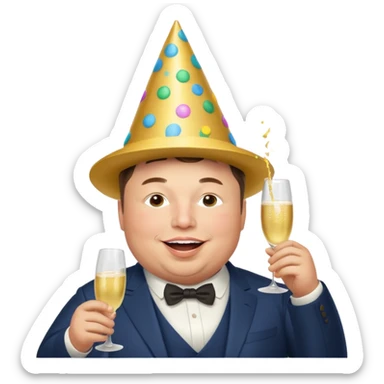 overweight happy realistic elon musk partying sticker