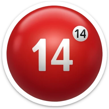 The number 14 on a red pool ball sticker
