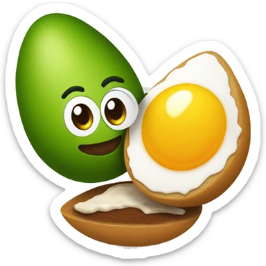 un huevo abierto por la mitad, con relleno de palta y un arbolito de navidad pinchado encima sticker