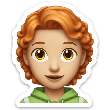 Redhair girl with a birthday gift sticker
