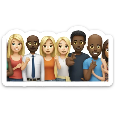 4 mostly white People socializing at party sticker