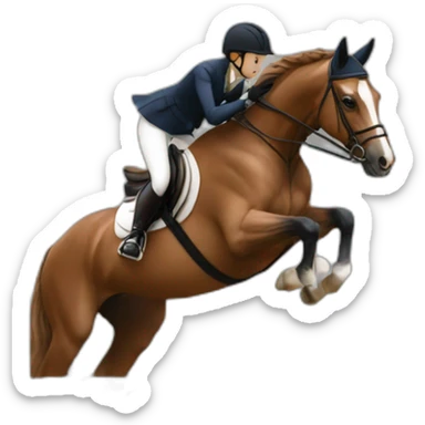 Showjumping horse with a human sticker