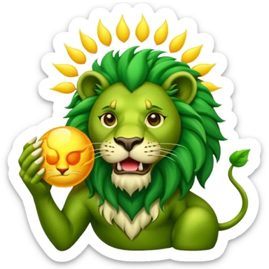 Alchemist style green lion devouring sun sticker
