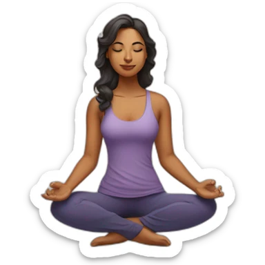 Indian woman with waivy hair in yoga puppy-dog position sticker