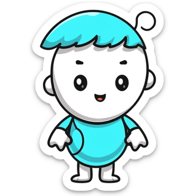 A cute character with a puzzled expression and swirly confused eyes sticker