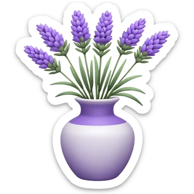 A small white vase holding one lavender flower. sticker