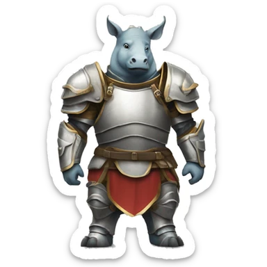 Un rhinocéros  portant une armure et son bataillon  sticker