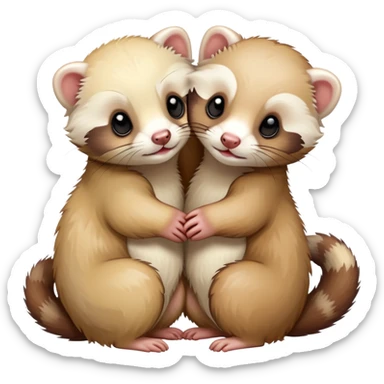Ferrets hugging a ferrets  sticker