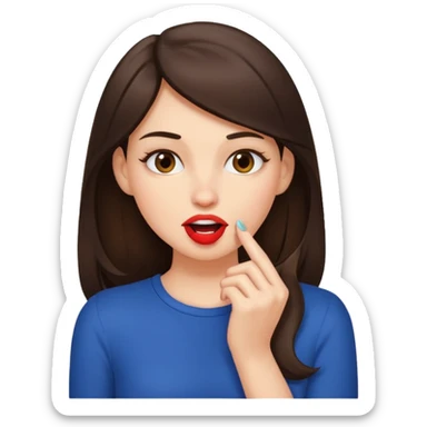 a brunette bites her nail flirtatiously  sticker