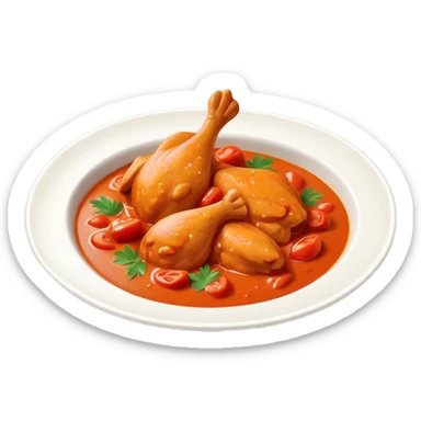 Cinematic Realistic Butter Chicken Dish Emoji, depicted with tender chicken simmered in a creamy tomato‚Äêbased sauce rendered with rich textures and dynamic, appetizing lighting. sticker