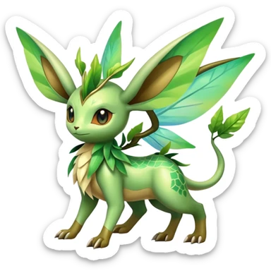 Exotic Tropical Rare Shiny Epic Ethereal Leafeon-Celebi-Flygon-Turtwig-hybrid, full body sticker