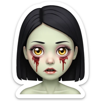 zombie con pelo lacio negro y pestañas cute 🧟‍♀️ sticker