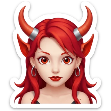 long hair devil girl sticker