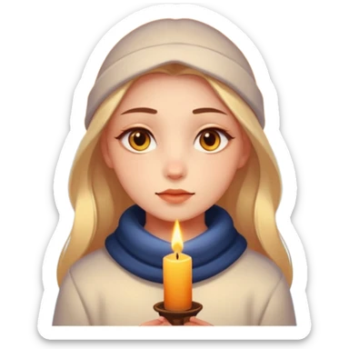 Fantasy human portrait emoji, warm candlelight reflection in eyes, winter evening mood, no extra accessories, emotional minimalism, clean emoji style, male/female variant
 sticker