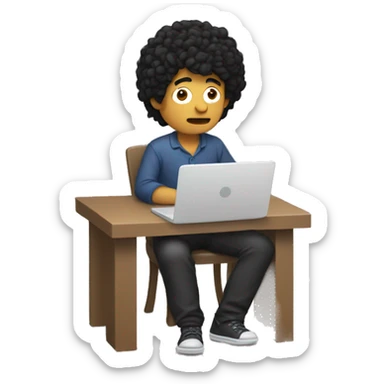 tired white man with black hair, sitting at a laptop


 sticker