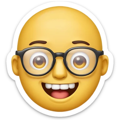 make a yellow emoji, that is smart with glasses and has his two front teeth out, he should look like the average nerd sticker