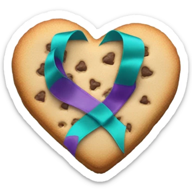 Cookie heart with teal purple support ribbon sticker