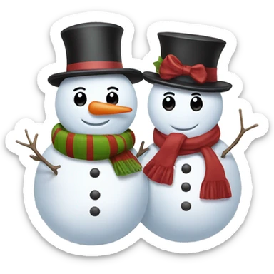 Husband and wife snowmen sticker