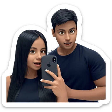 girl with phone and boys sticker