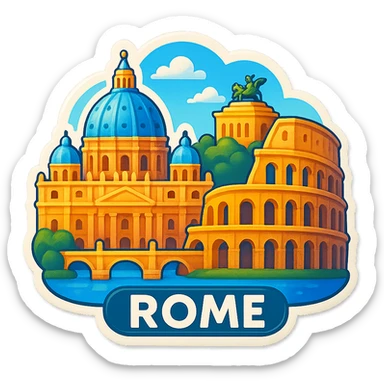 Adjust the coloring of the Rome emoji to be brighter, more true to life, and more daytime-like, removing the orange sunset tint. Keep the skyline, landmarks, lifelike detail, accurate colors, bright lighting, wide city view, and fully transparent background. Do not change anything else. sticker