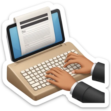 hand checking a document with a keyboard nearby, manual vendor vetting sticker