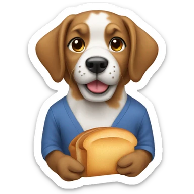 dog with shirt and bread sticker