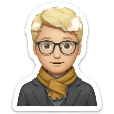 gray scarf male blonde hair with suit glasses sticker