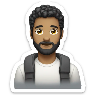 black hair light beard white skin male youth sticker