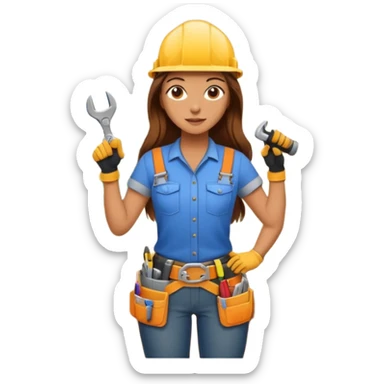 beautiful girl with long brown hair constructing new lounge room area with flat screen tv and couch sticker